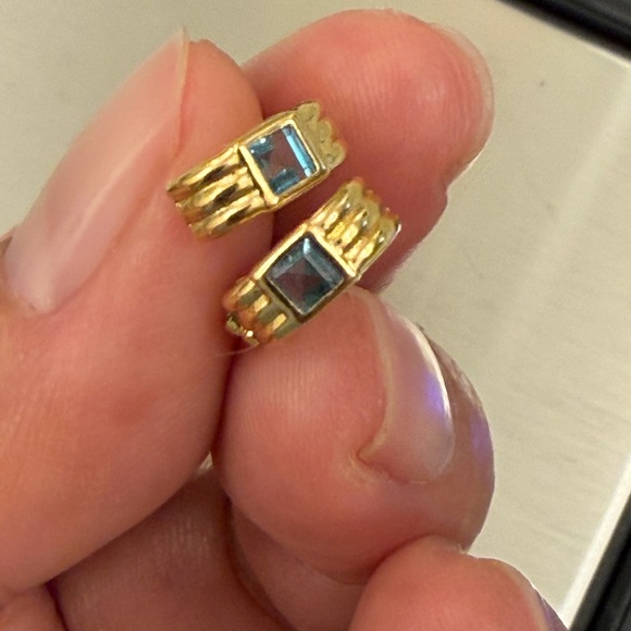 18k Solid Japan Gold with Gemstones Earrings (PRICE FIRM)